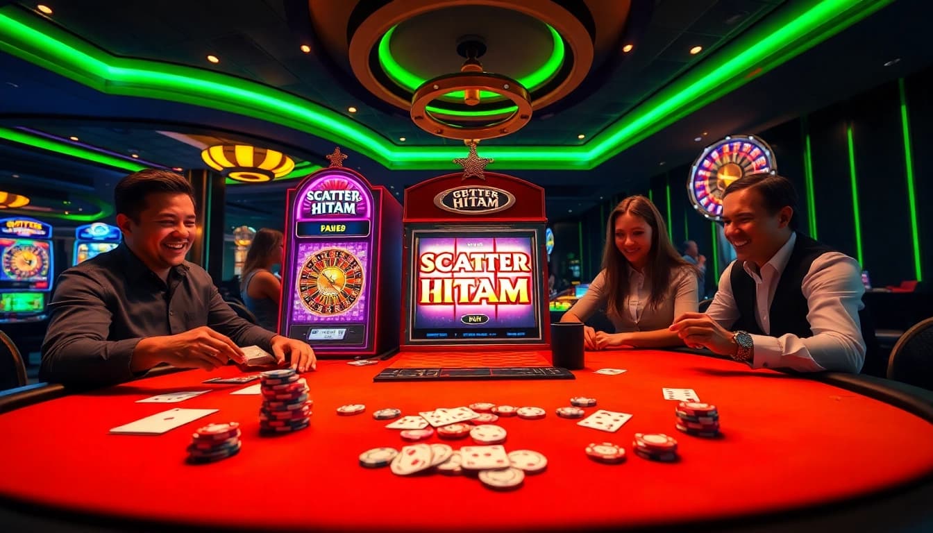 Experience thrilling gameplay with scatter hitam symbol at a luxurious casino gaming table.