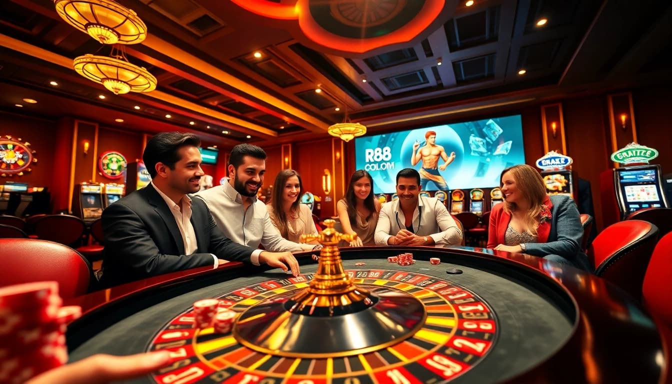 Experience the excitement of rr88.com with vibrant casino visuals featuring roulette and poker chips.