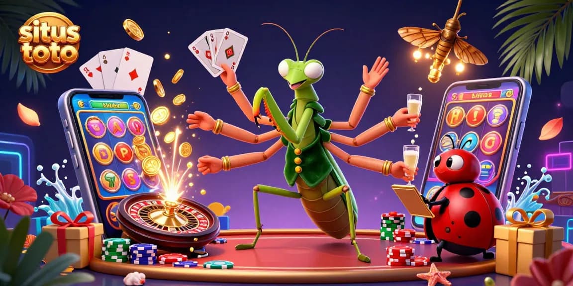 Experience the thrill with situs toto and vibrant characters in a dynamic casino scene.