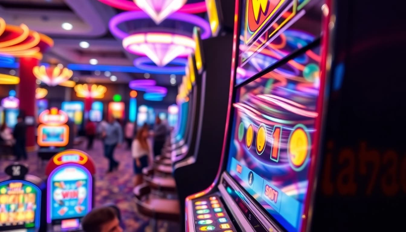 etrafli Pinco Casino oyun reyi ilə slot maşınlarının sevinc dolu anlarından bir görüntü.