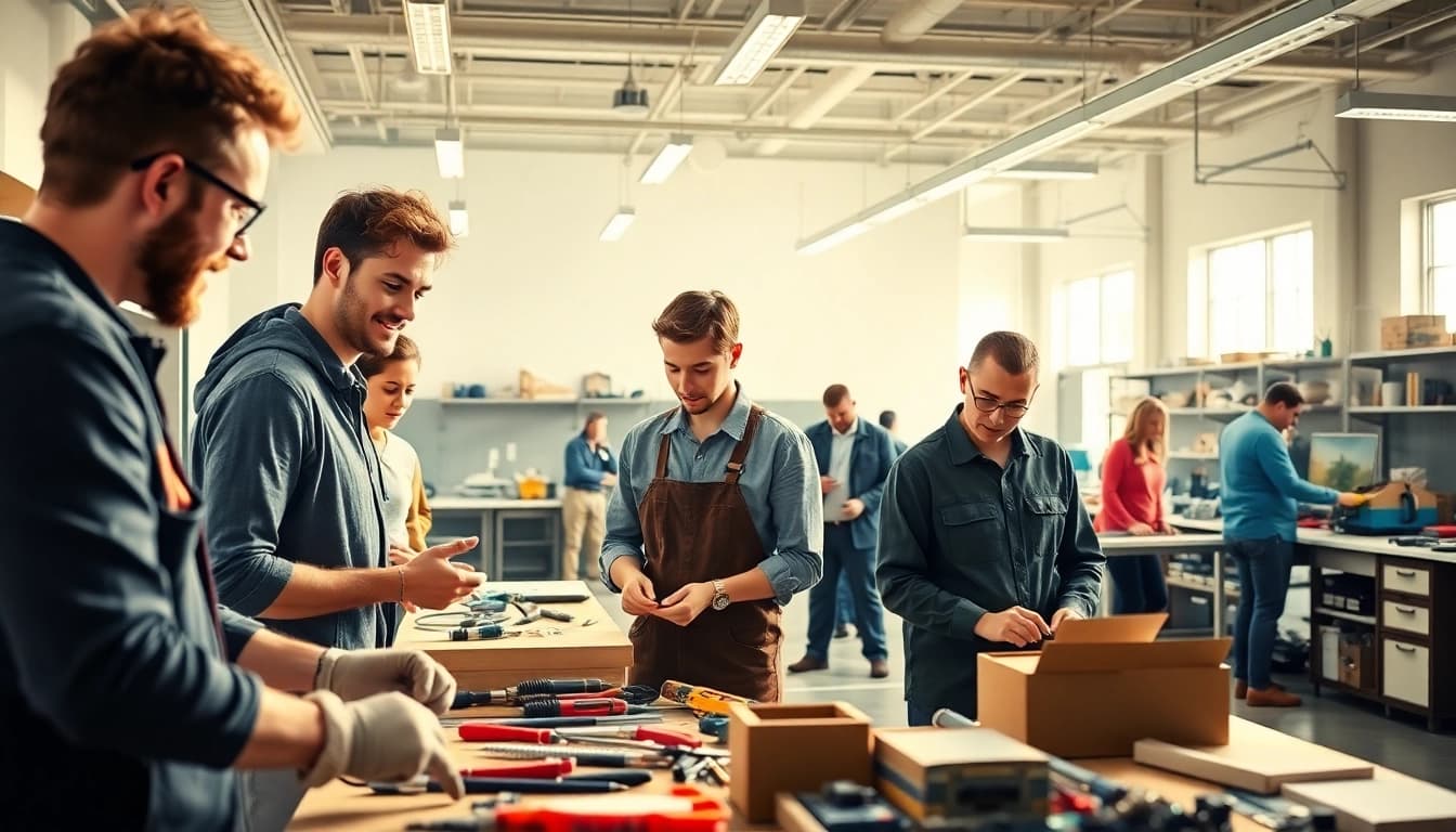Students training at a Trade School Knoxville TN, demonstrating skills in a collaborative learning environment.
