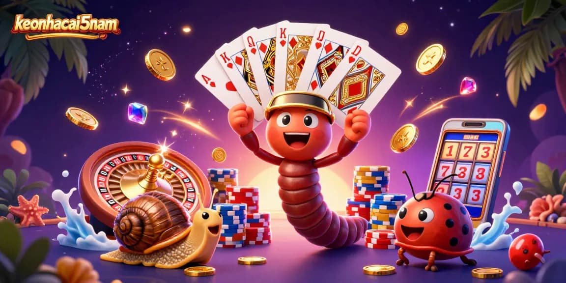 Engage with keonhacai5nam as a vibrant illustration showcases a lively casino scene.