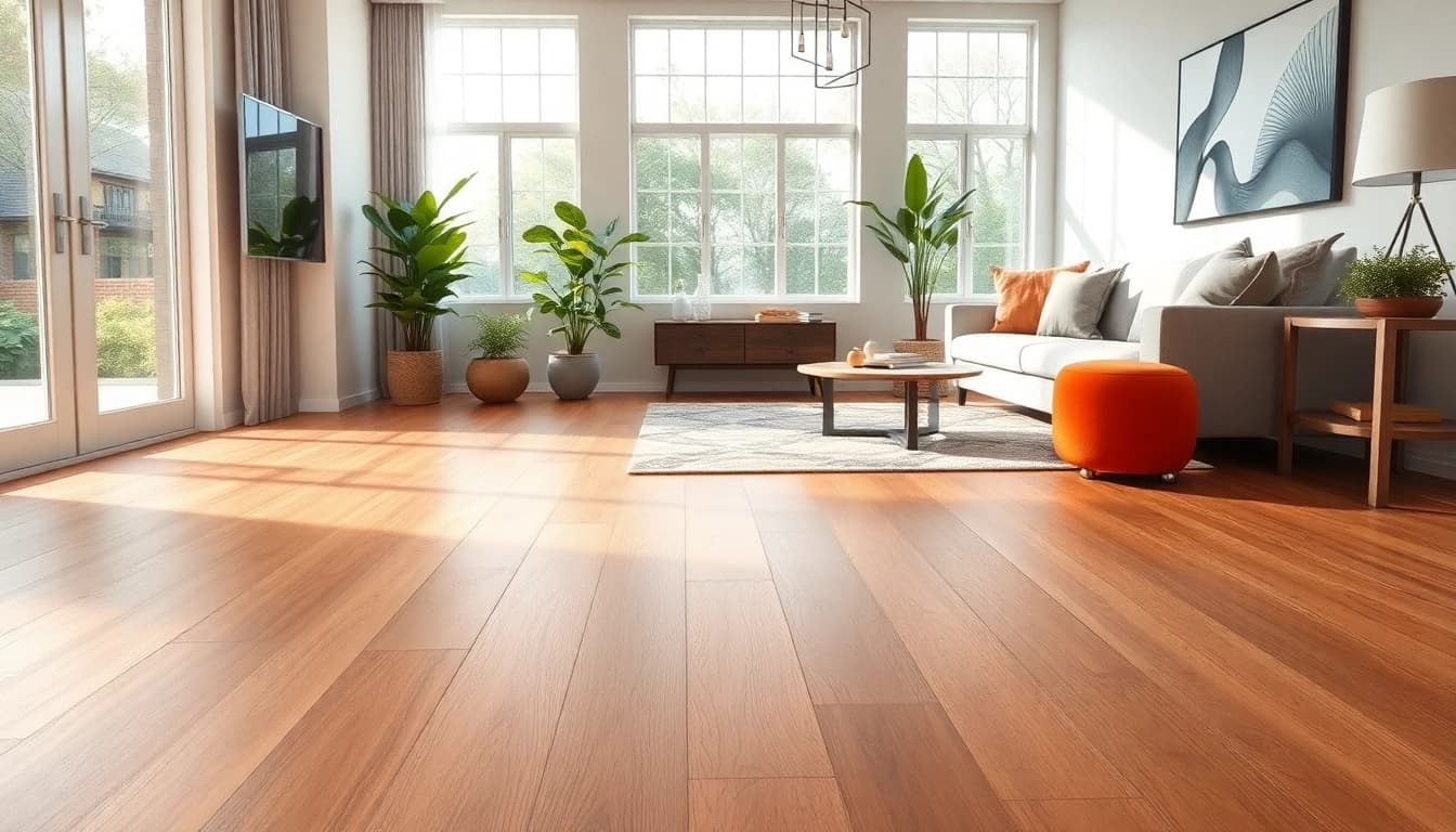 Find stunning flooring near me in a modern living room with luxury vinyl flooring and vibrant decor.