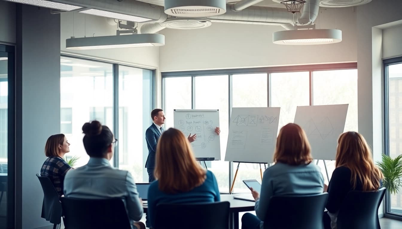 Engaged participants in a business coaching service workshop with dynamic interactions.