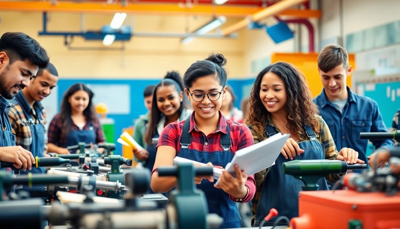 Students actively participating in training at an abc trade school, showcasing hands-on learning.