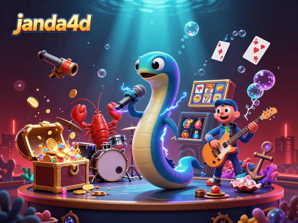 JANDA4D menawarkan pengalaman bermain slot online yang seru dengan 3D electrik belut sebagai DJ di kasino bawah air.