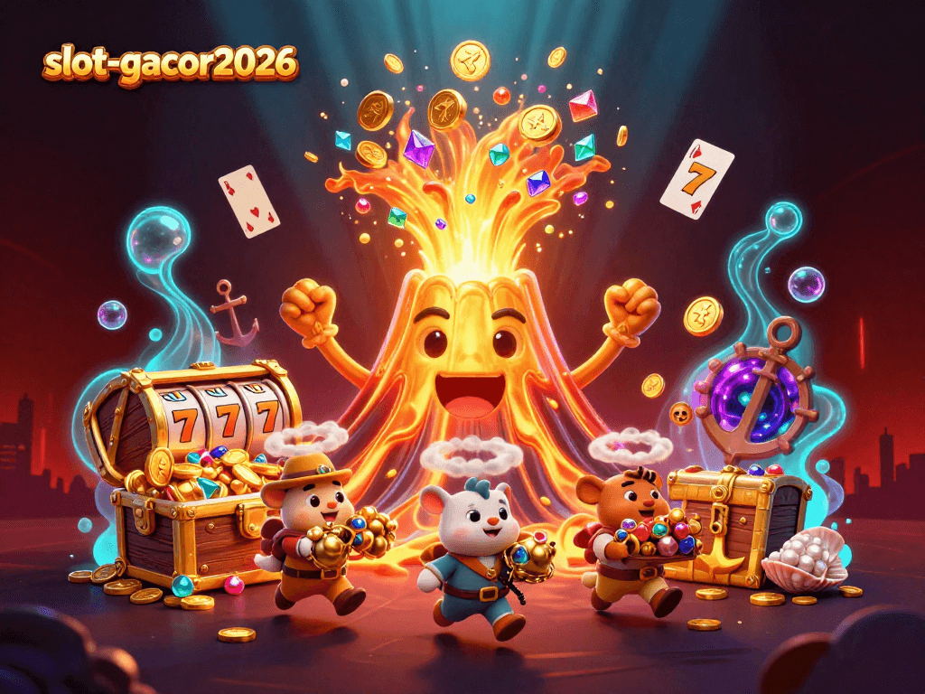 Experience the thrill of slot-gacor2026 with the golden volcano erupting treasure and excitement.