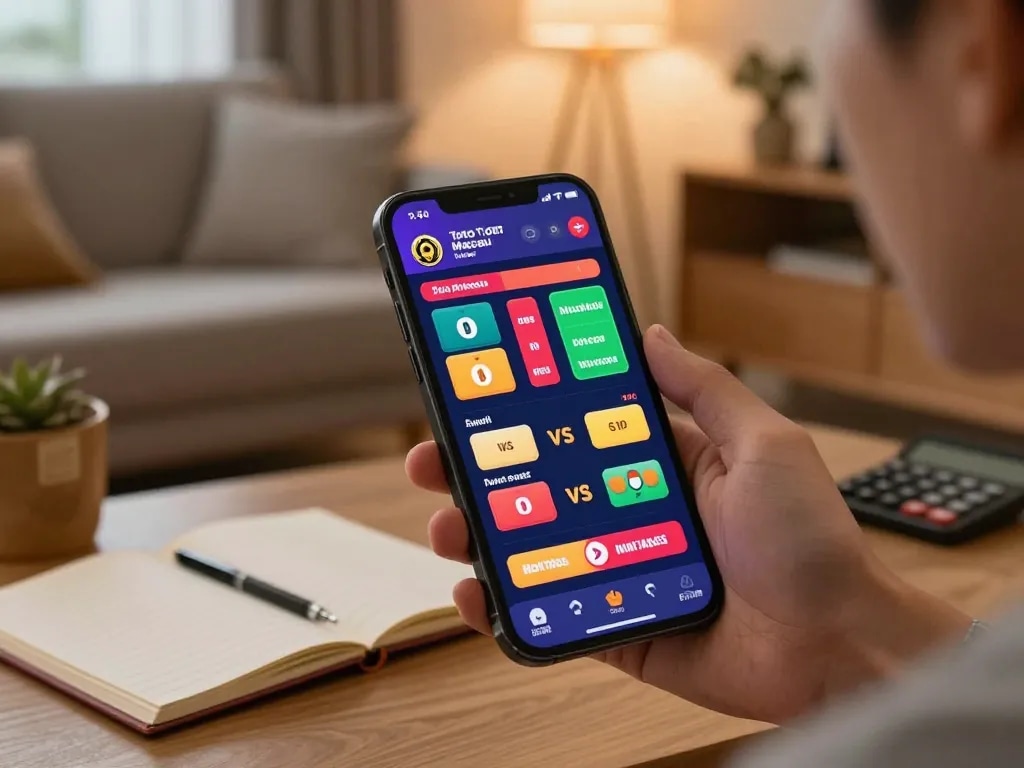 Pemain Toto Macau terlibat dalam taruhan langsung di smartphone selama permainan yang mendebarkan