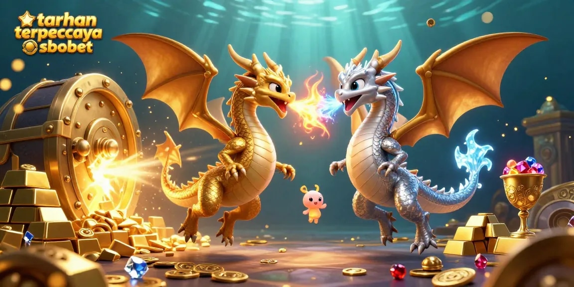 Experience winning strategies at taruhan terpercaya sbobet with a dynamic scene of twin dragons and treasures.