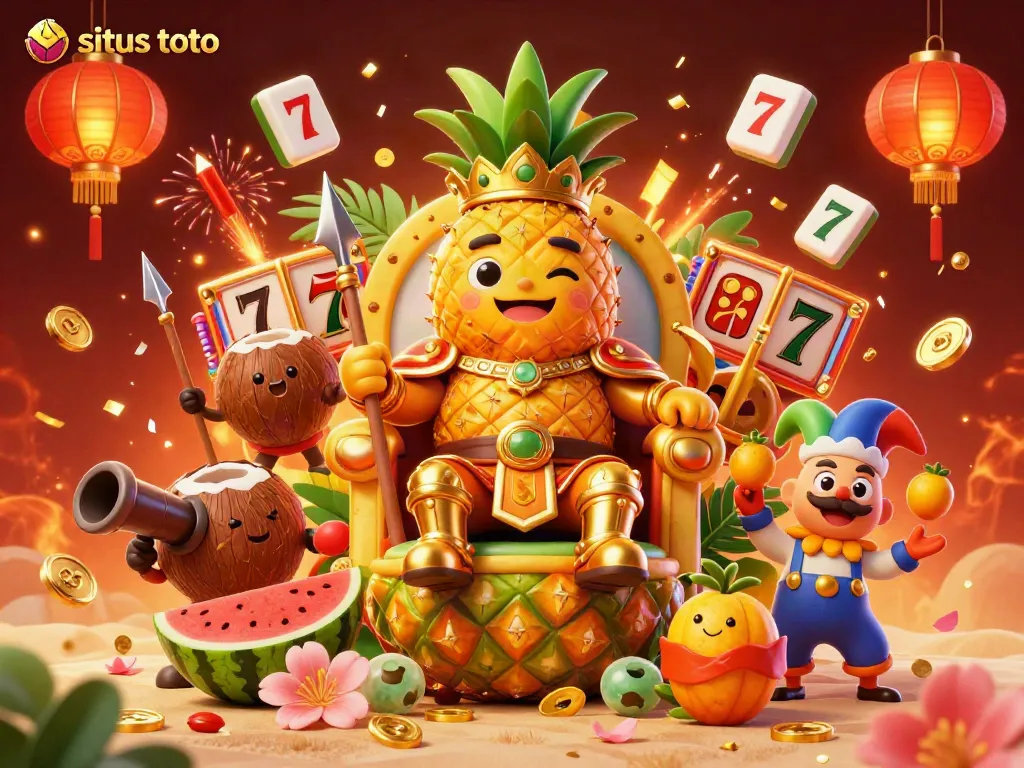Engage in vibrant action with situs toto's dynamic casino scene featuring the golden pineapple king.