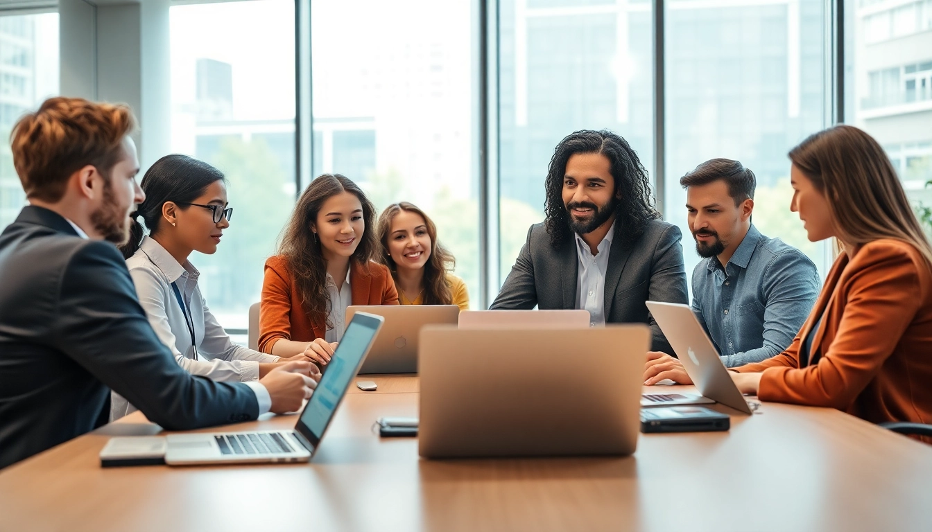 Innovative assistant for enterprise facilitating teamwork in a modern office setting.