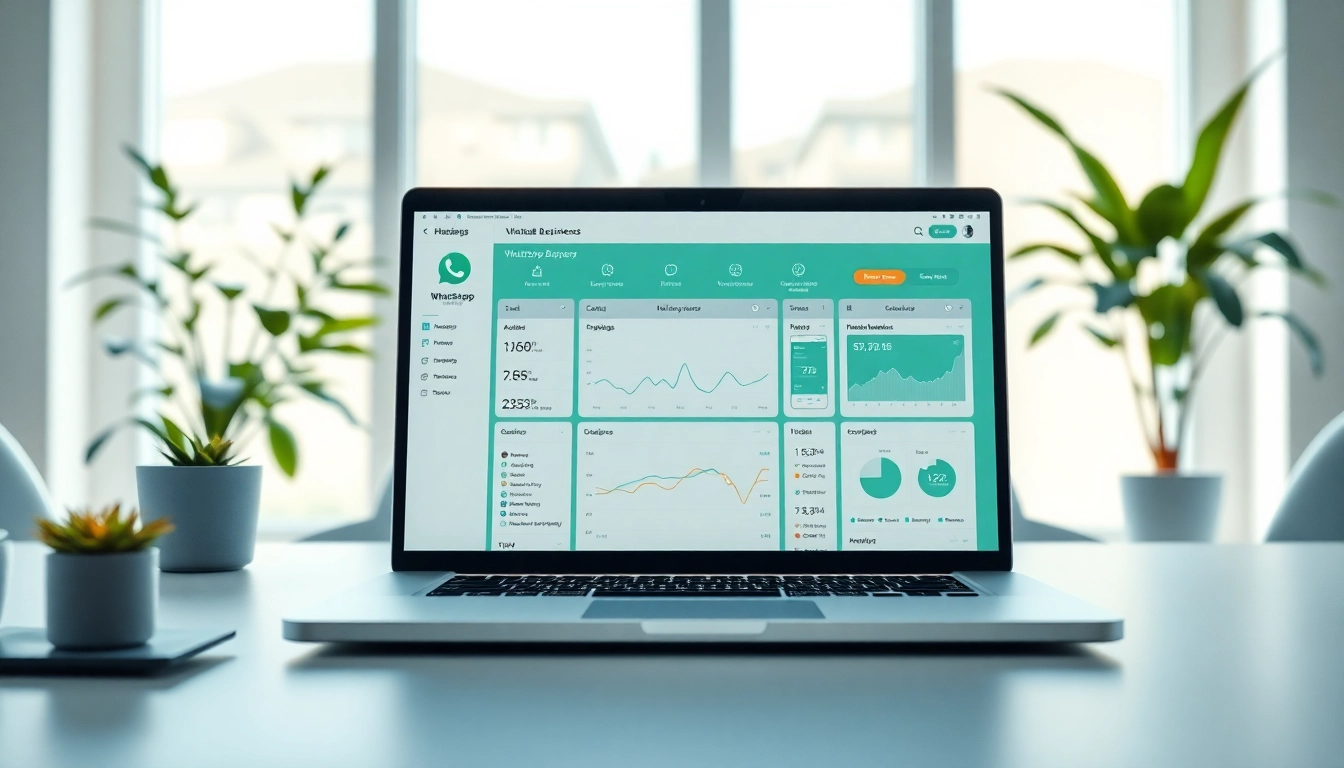 Enhance your efficiency with a sleek WhatsApp Business CRM dashboard in a modern office.