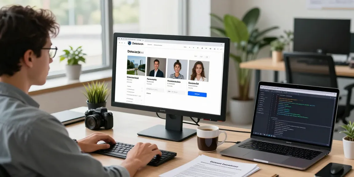 Detect AI image on a professional workspace with content moderation tools.