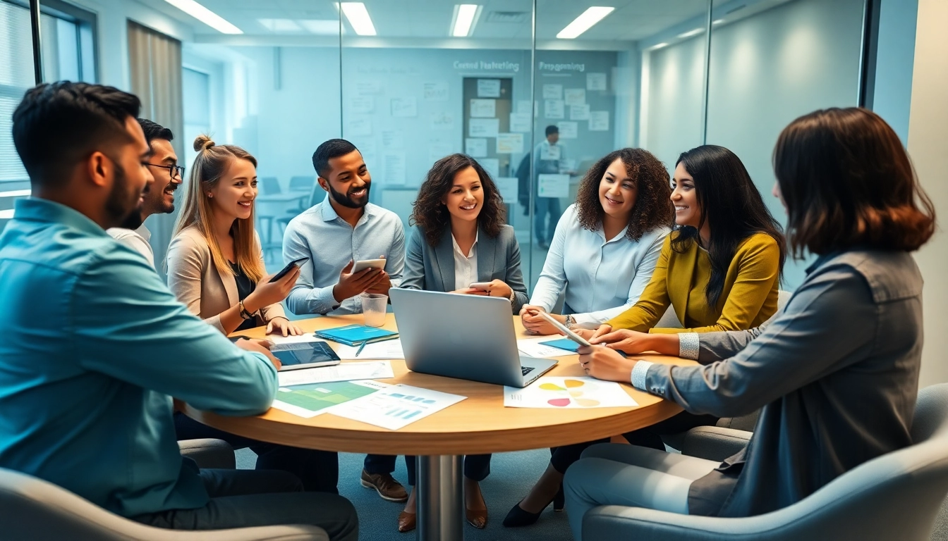 Erleben Sie professionelle Marketingberatung mit Teamarbeit in modernem Büro.