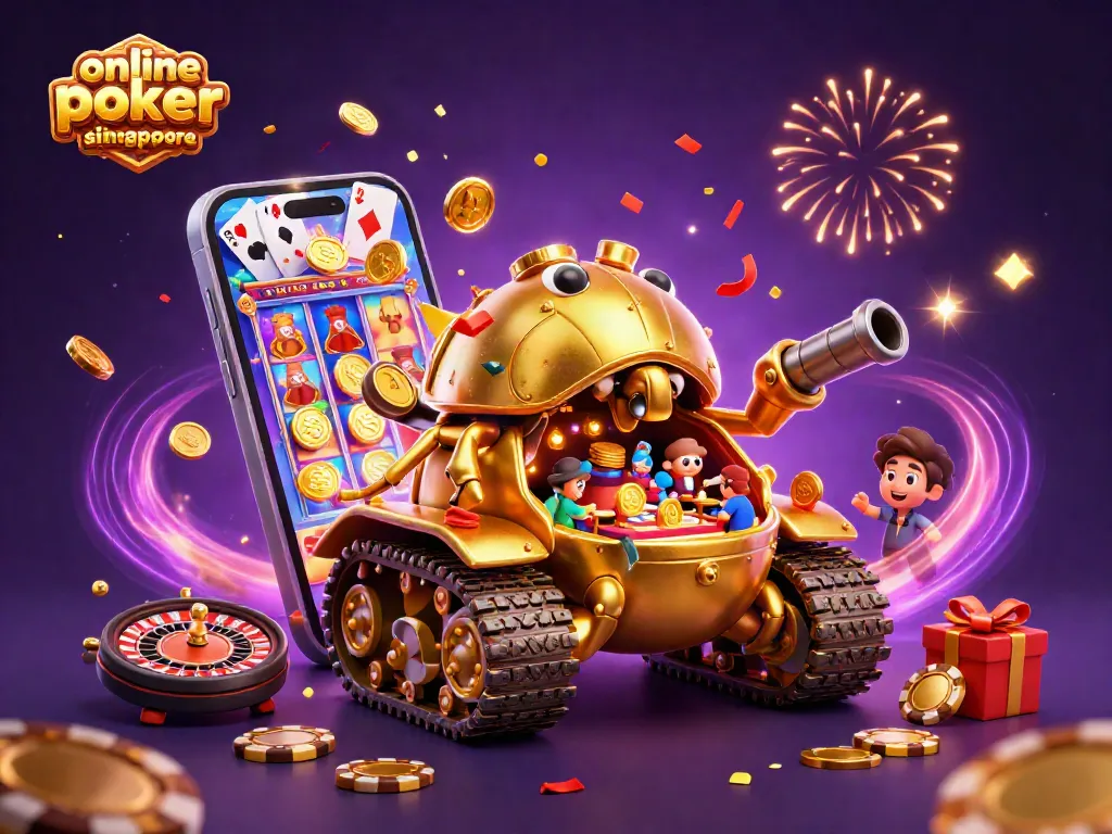 Engage with thrilling online poker sites Singapore through this vibrant 3D casino scene filled with action.