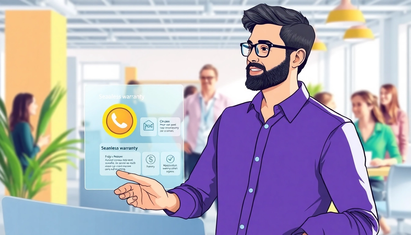 Illustration showcasing a frictionless warranty experience with user-friendly navigation.