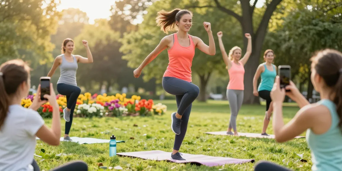 Young woman exercising outdoors with rokok88 community support, showcasing fitness and health.