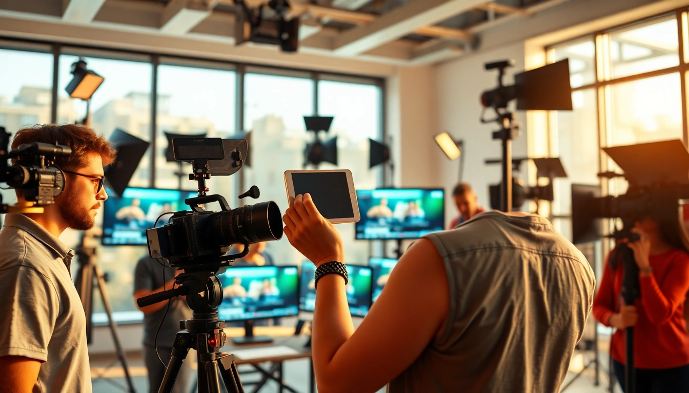 Captivating video production edmonton scene showcasing a creative team collaborating in a studio.