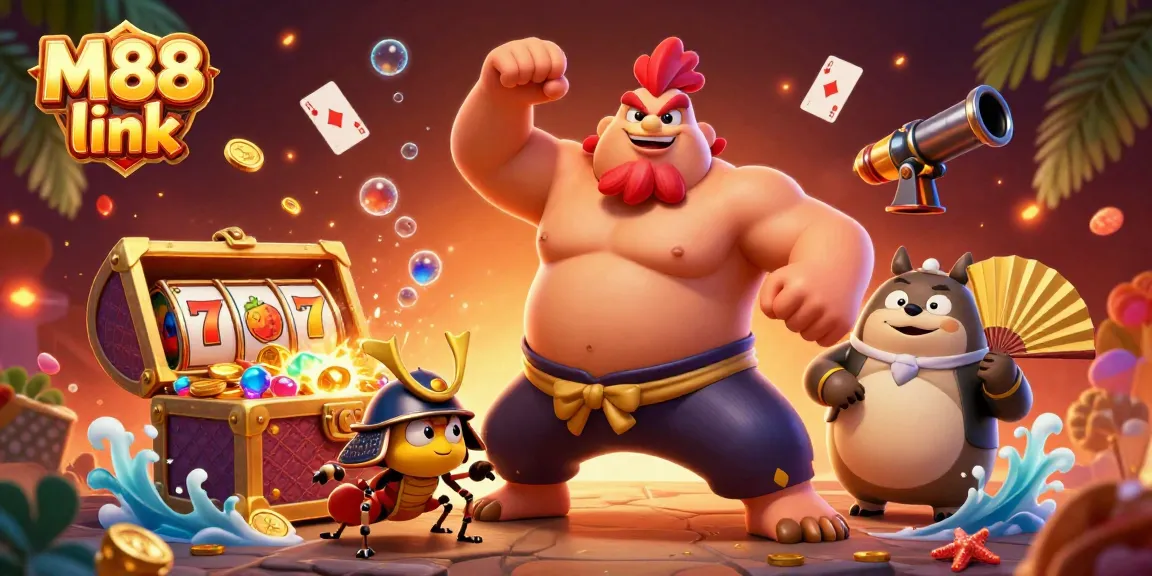 Experience thrilling wins with M88 link at an online casino featuring vibrant characters and dynamic gameplay.