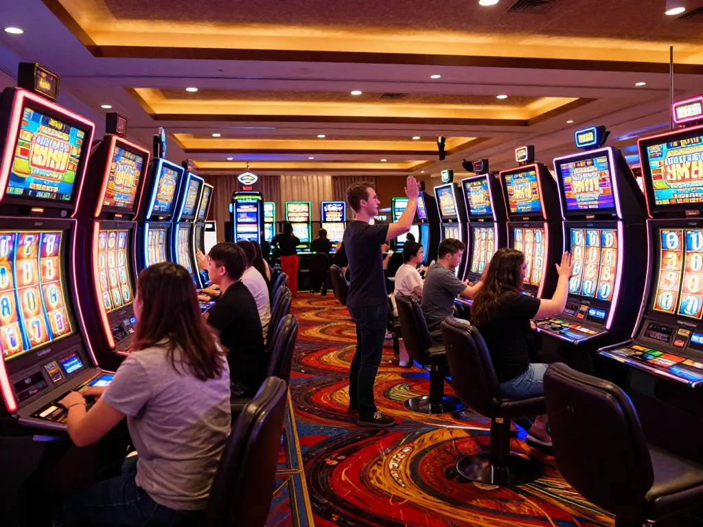 Players enjoying slot 10k games at an exciting casino with vibrant machines and immersive atmosphere.