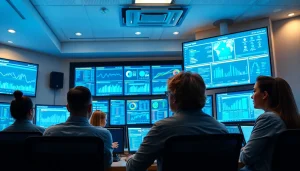 Network Monitoring Tampa team analyzing real-time data in a modern operations center.