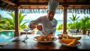 Experience exquisite cuisine with a Sint Maarten private chef creating gourmet meals in a luxurious setting.
