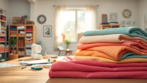 Katoen stoffen in verschillende kleuren en texturen, perfect voor naai-projecten.