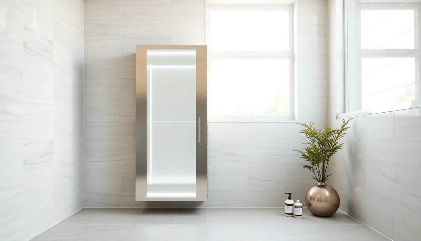 Stilvoller sonni Spiegelschrank im modernen Badezimmer mit integrierter Beleuchtung.