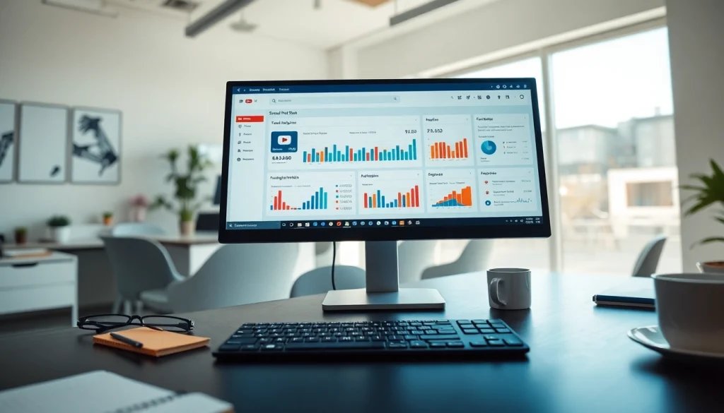 Engaging view of a youtube smm panel interface in a modern digital workspace setting.