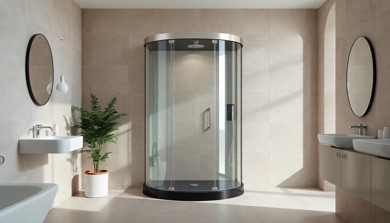 Elegant sonni Duschkabine in a modern bathroom design with bright lighting.