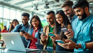 Explore the best sports betting sites India with users actively engaging on mobile devices in a lively environment.