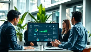 Engage with the WhatsApp Smart CRM through a collaborative business team in a modern office.