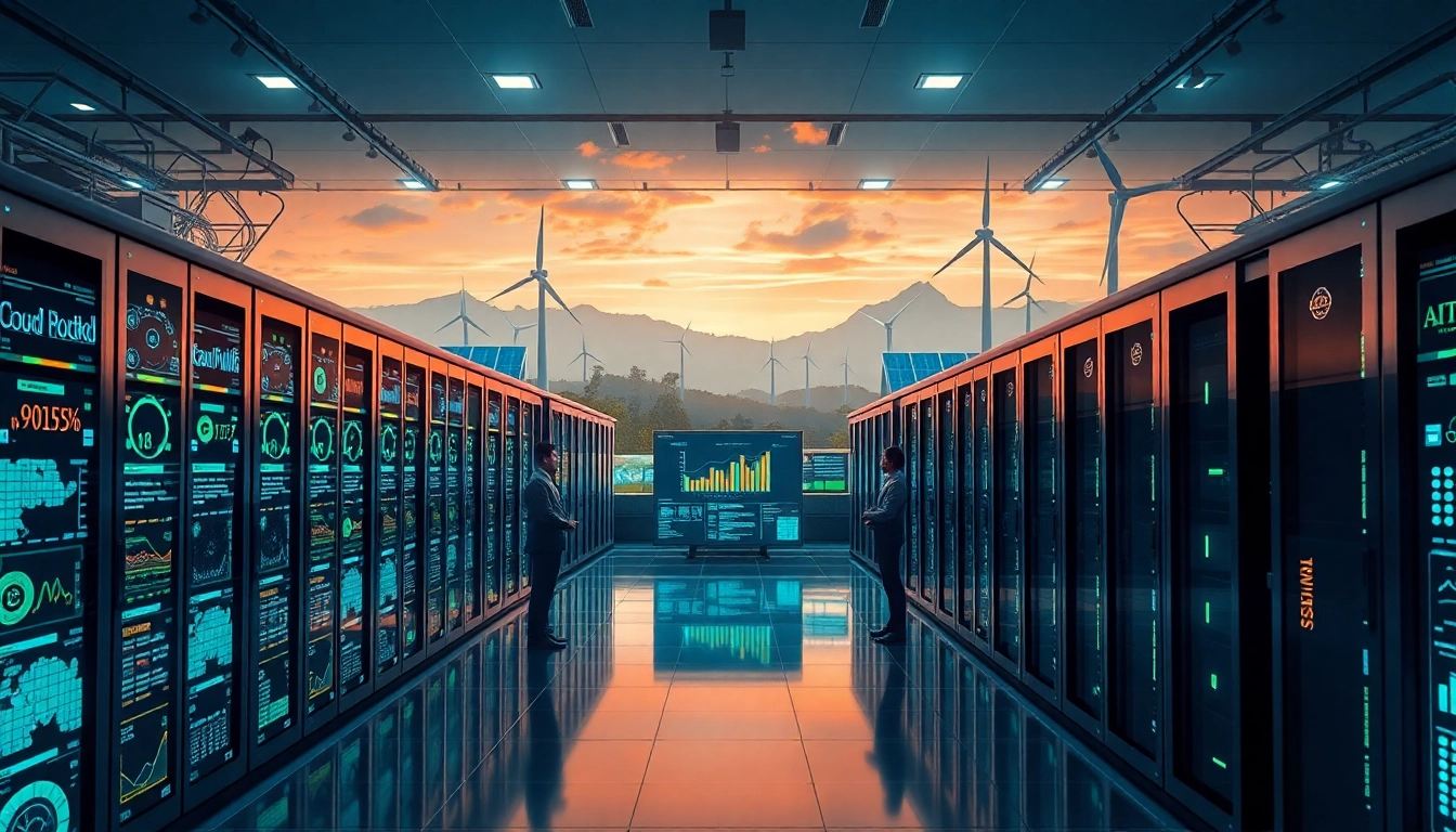 Advanced cloud mining site showcasing real-time data on cryptocurrency mining with renewable energy integration.