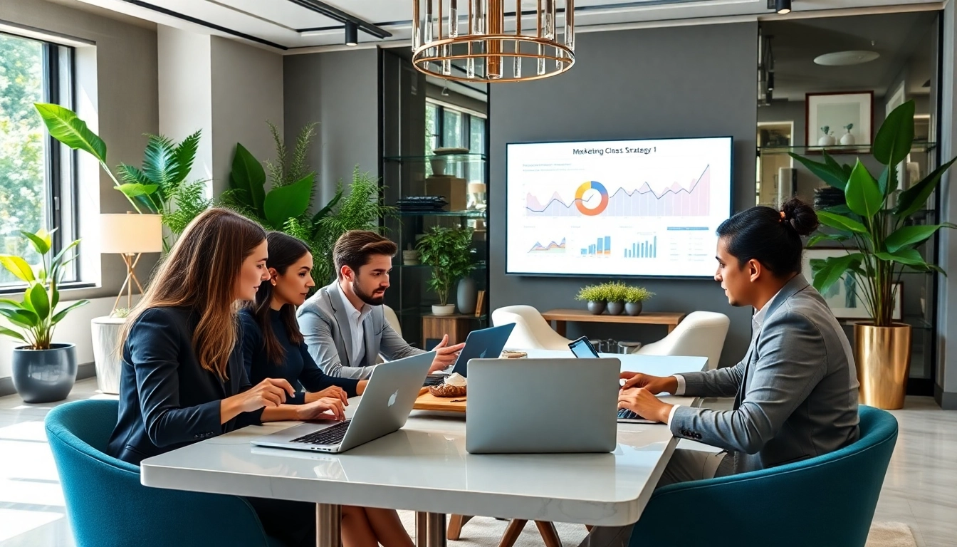 Engaging medspa marketing strategy session in a modern office setting showcasing collaboration and professionalism.