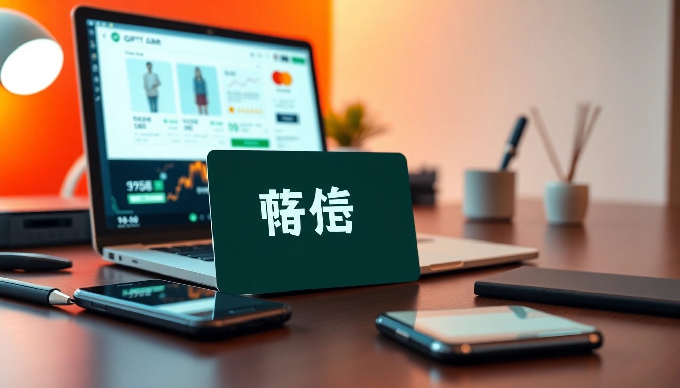 현대적인 사무환경에서 상품권카드가 거래되는 디지털 기프트 카드 모습