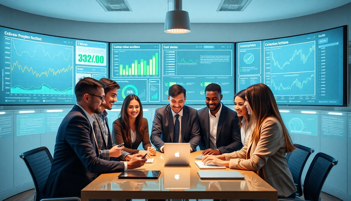 Online phone number verification in a modern workspace with professionals using technology.