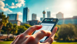 Engaging users with sports betting apps Texas feature on smartphone in a lively Texas scene.