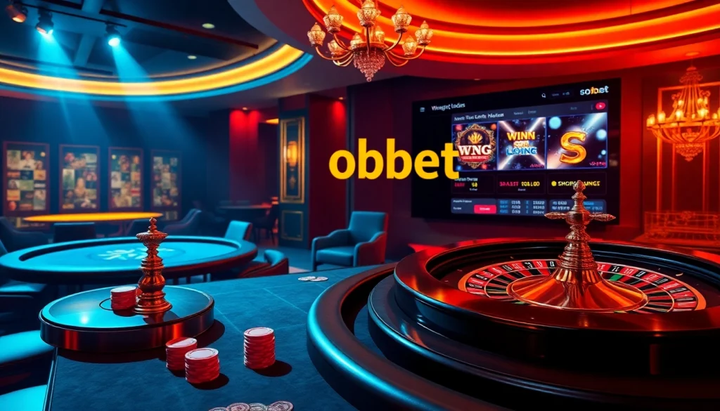 Experience sbobet login terbaru with an elegant online gambling interface, showcasing vibrant casino elements.