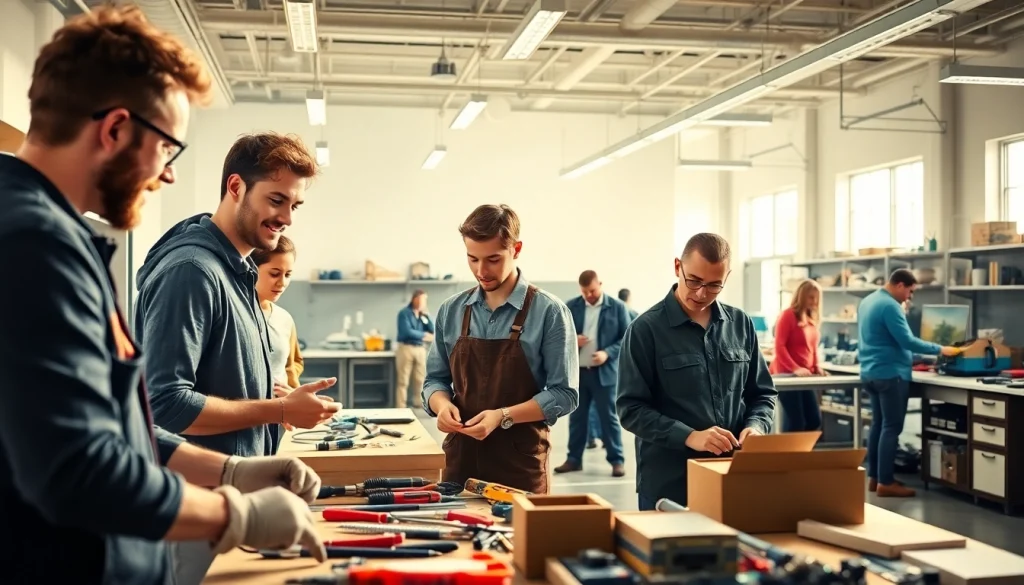 Students training at a Trade School Knoxville TN, demonstrating skills in a collaborative learning environment.