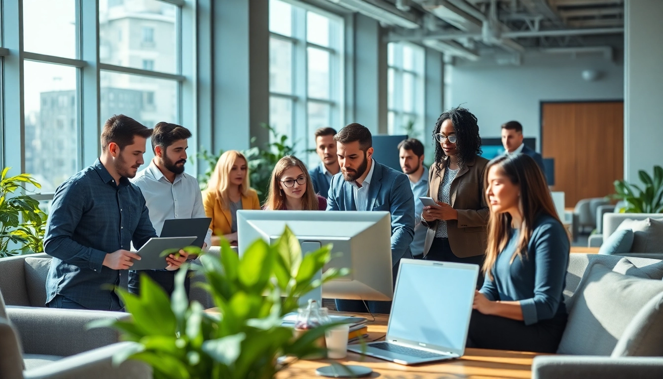 Engaged team of IT Managed Service Provider Tampa FL professionals collaborating in a bright office.