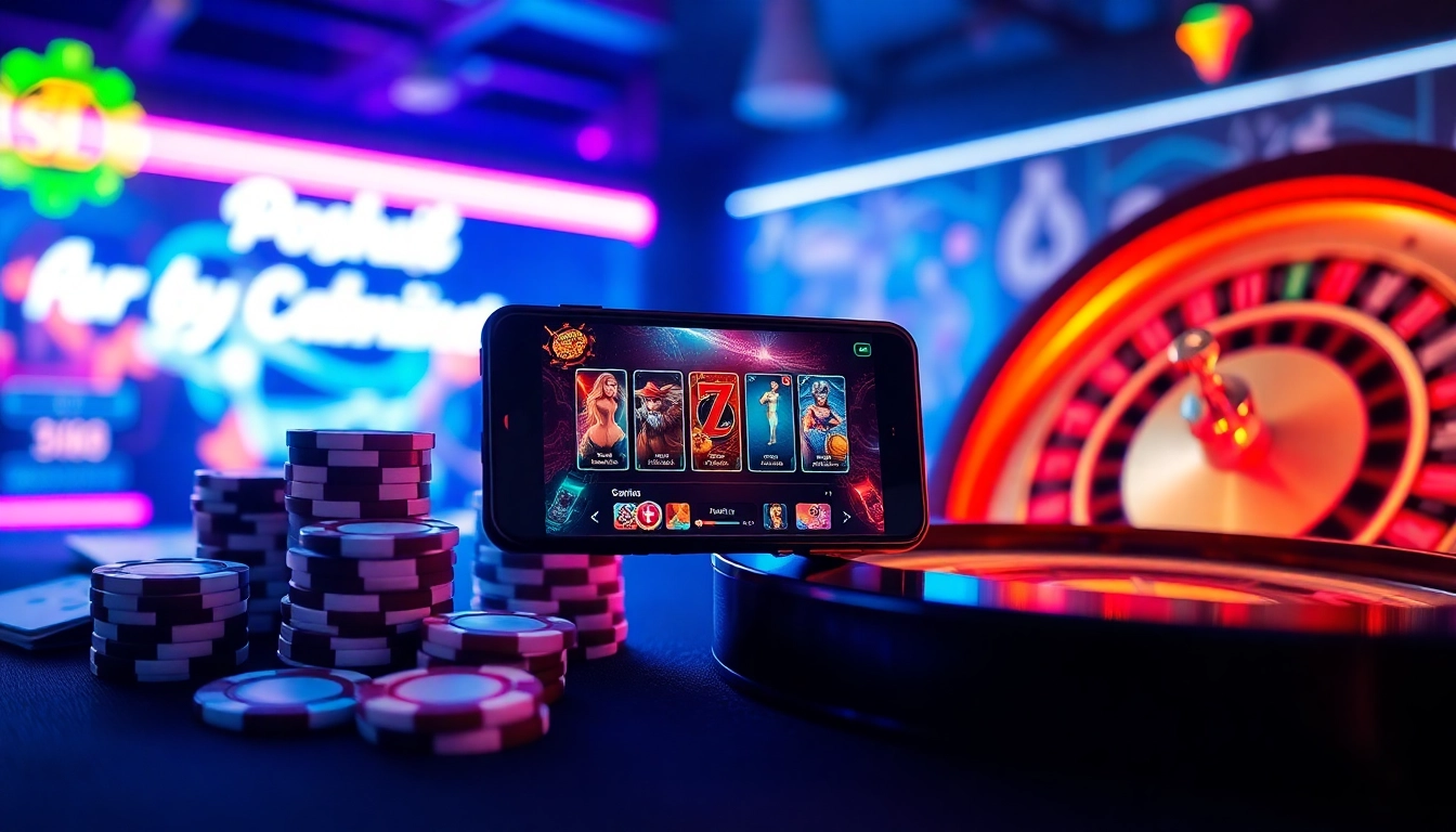 Engage with mobile porn game elements amidst a dazzling casino setting, highlighting excitement and thrill.
