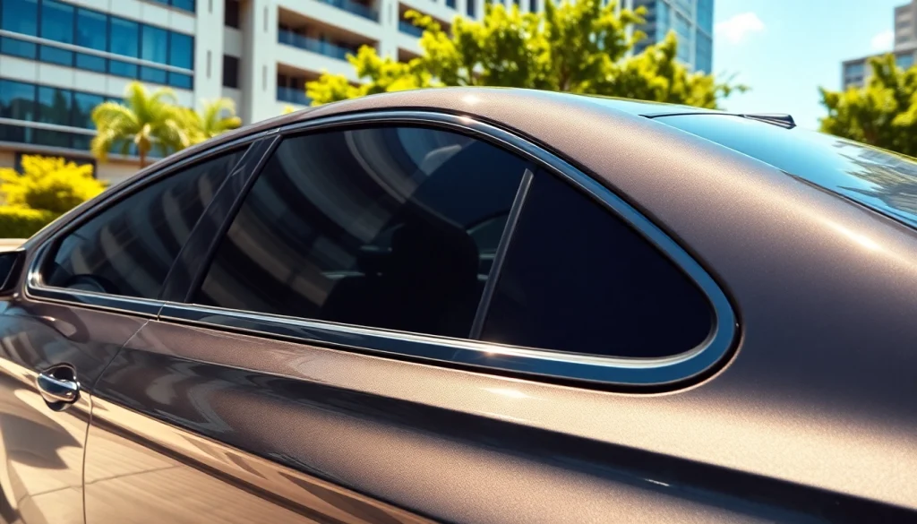 Transform your vehicle with auto window tint near me, enhancing style and protection in a modern urban setting.