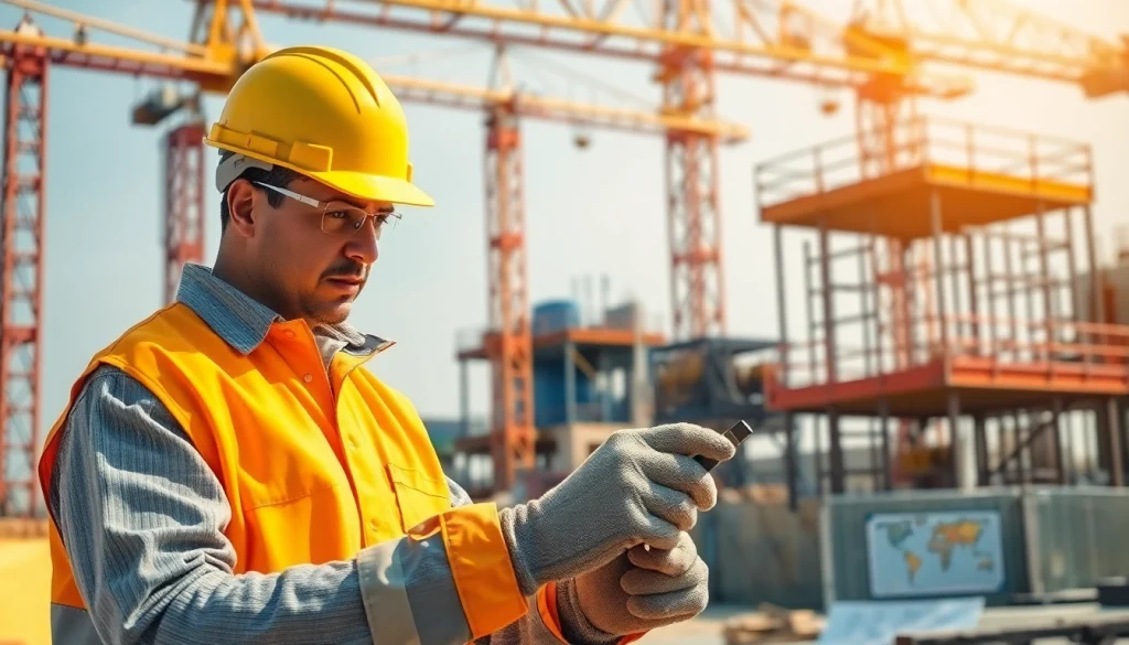 Engaged construction worker showcases skills in a dynamic construction career setting.