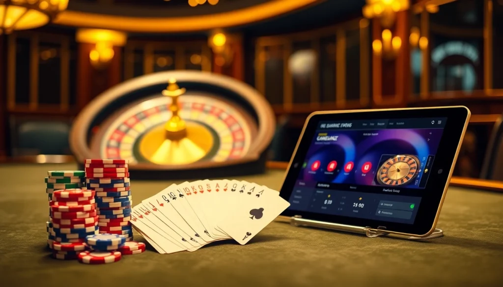 Experience thrilling poker play and casino excitement at https://vin88a.co.com/ with vibrant chips, cards, and roulette.