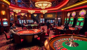 Players enjoying a vibrant BK8 casino experience with exciting games and luxury atmosphere.