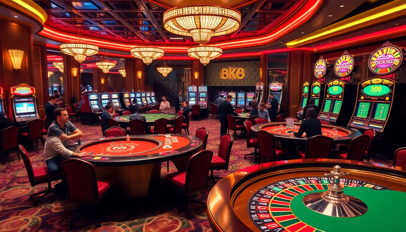 Players enjoying a vibrant BK8 casino experience with exciting games and luxury atmosphere.