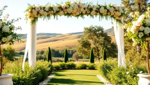 Beautiful Clarksburg Wedding Venues featuring a stunning outdoor setting with lush gardens.