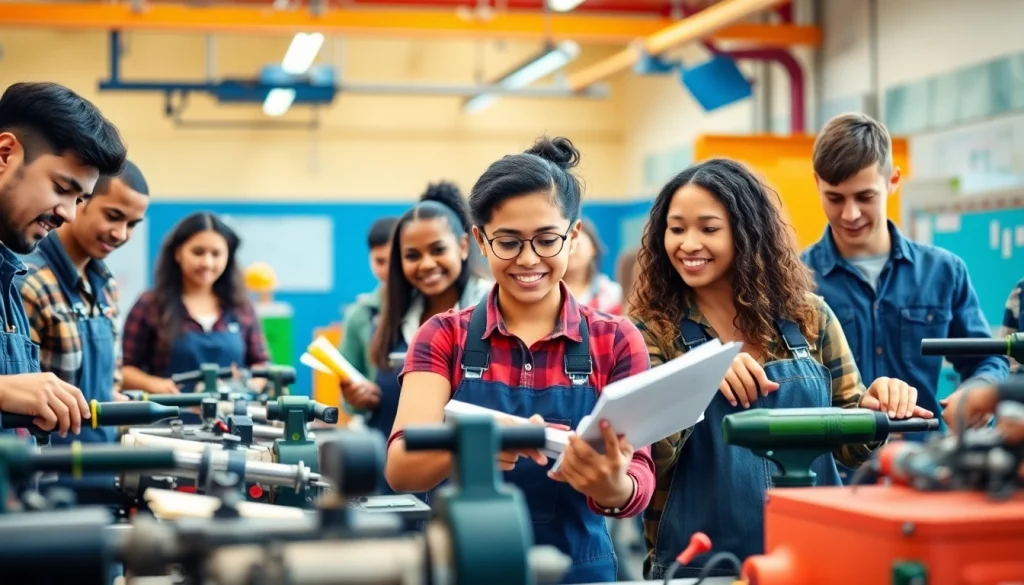 Students actively participating in training at an abc trade school, showcasing hands-on learning.