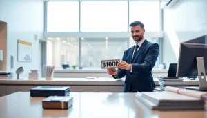 Menyerahkan deposit 1k di bank dengan aman dan cepat di lingkungan profesional.