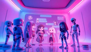 Engaging NSFW AI chat scene showcasing diverse interactive characters.